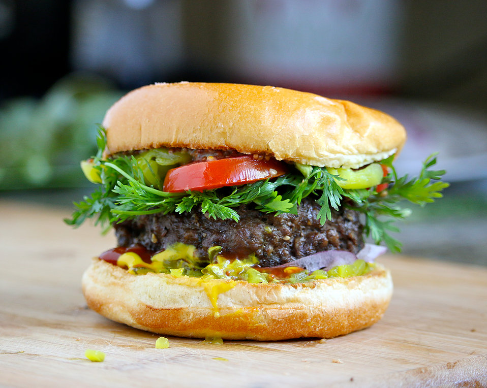 Grassfed beef burgers! Top a burger with with tomato, relish, and herbs and it becomes gourmet!  