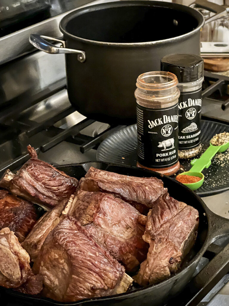 Jack Daniel's Seasoning is in the background is a tasty way to season meat. 