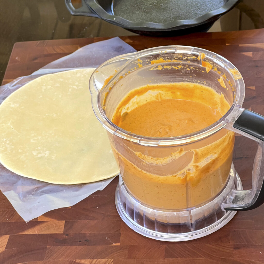 Pumpkin puree is blended milk and spices.