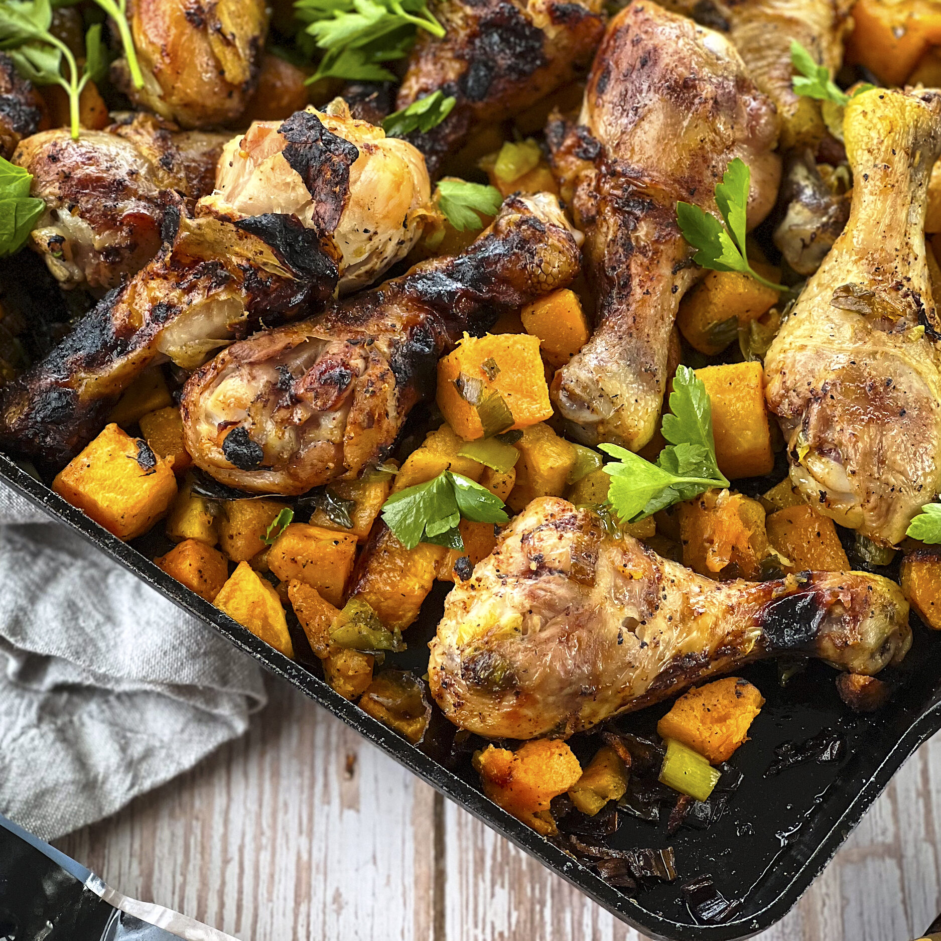 A close up of a chicken drumsticks. 