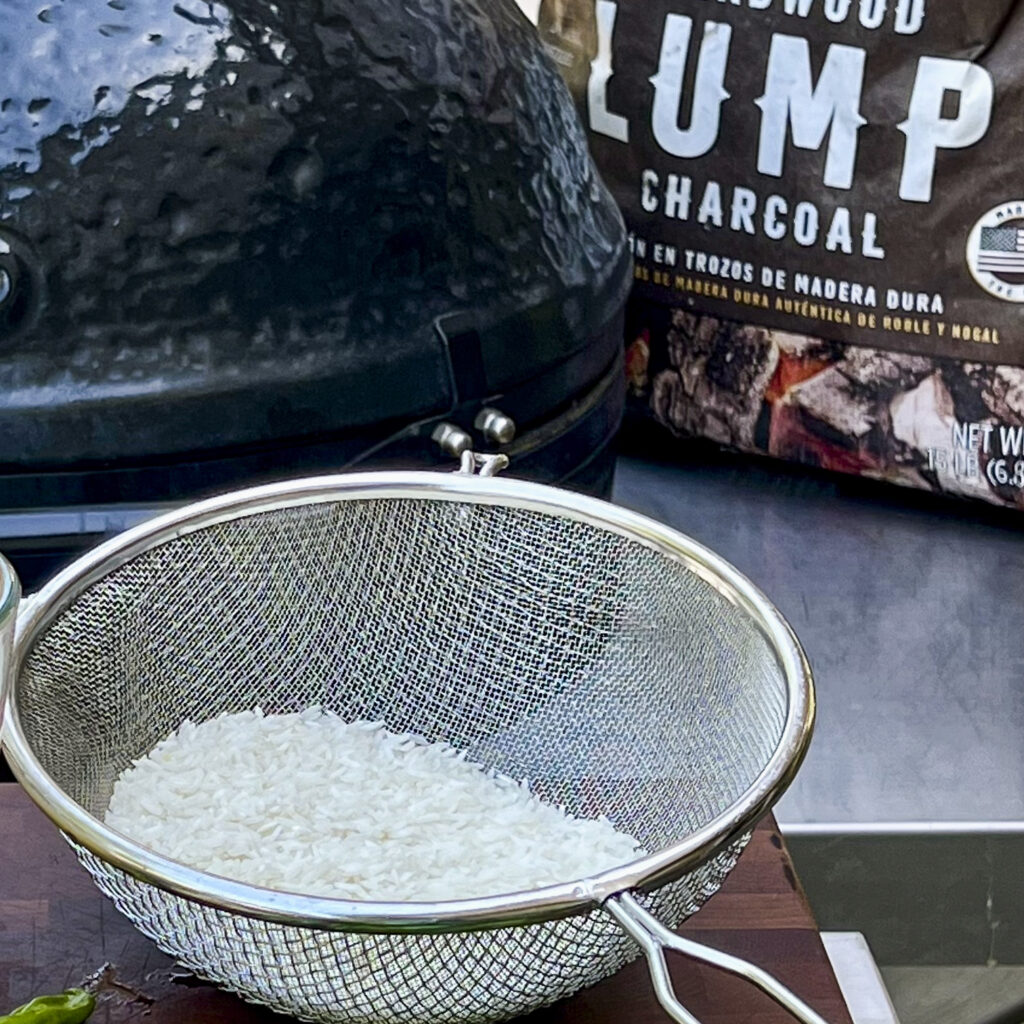 Cowboy Lump Charcoal infuses Rice in a delicious way. 